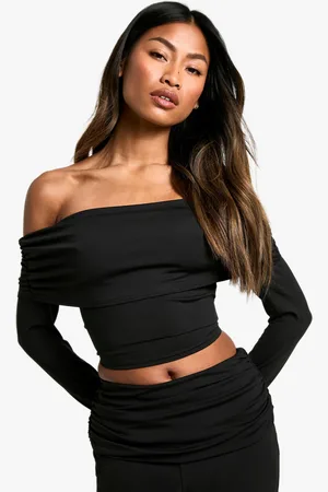 Boohoo Womens Sculpting Matte Slinky Bardot Top - - 10