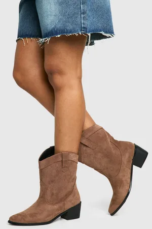 Boohoo Womens Wide Fit Vintage Look Stitch Detail Ankle Western Boots - - 3