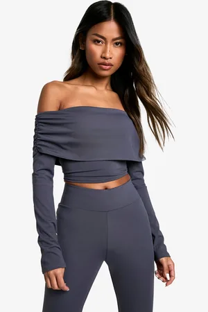 Boohoo Womens Sculpting Matte Slinky Bardot Top - - 6