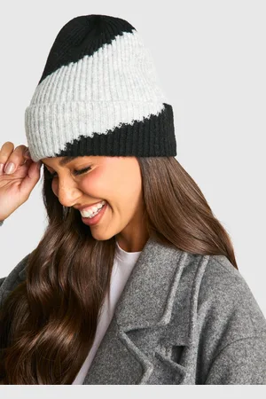 Boohoo Womens Colour Block Ribbed Beanie - - One Size