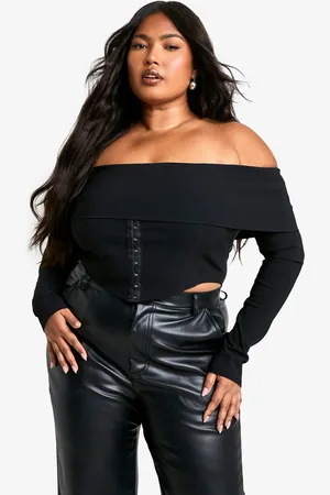 Boohoo Womens Plus Bengaline Off Shoulder Hook & Eye Top - - 16