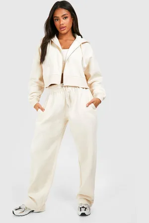 Boohoo Womens Deep Hem Crop Top 3 Piece Hooded Tracksuit - - S