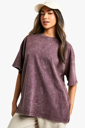 Boohoo Womens Acid Wash Oversized T-Shirt - - 6