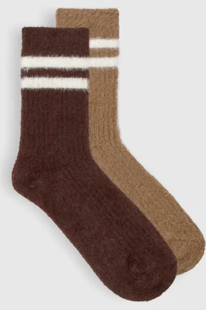 Boohoo Womens 2 Pack Stripe Detail Slouchy Sock - - One Size