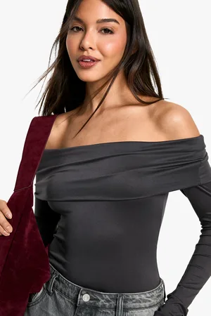 Boohoo Womens Peached Off Shoulder Bodysuit - - 8