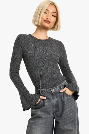 Boohoo Womens Exposed Seam Long Sleeve Bodysuit - - 6