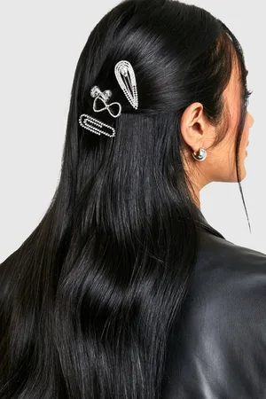 Boohoo Womens 3 Pack Diamante Silver Hair Clips - - One Size