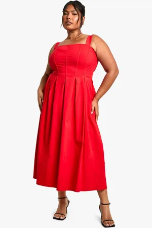 Boohoo Womens Plus Bengaline Corset Skater Midaxi Dress - - 18