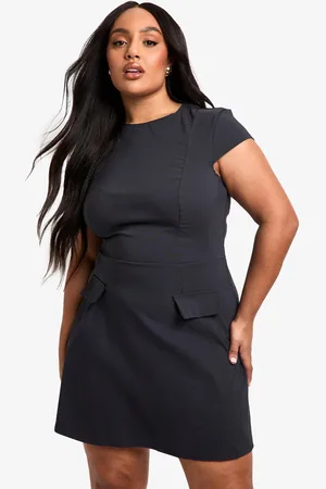 Boohoo Womens Plus Cap Sleeve Bengaline Skater Dress - - 28