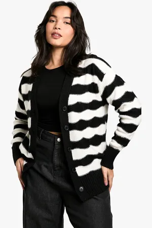 Boohoo Womens Plus Stripe Oversized Knitted Cardigan - - 16