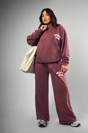 Boohoo Womens Petite Acid Wash Sports Club Puff Print Tracksuit - - S