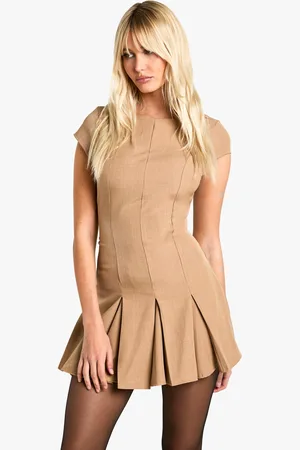 Boohoo Womens Cap Sleeve Box Pleat Mini Dress - - 8
