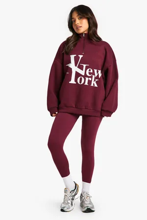 Boohoo Womens Petite New York Half Zip Legging Tracksuit - - S