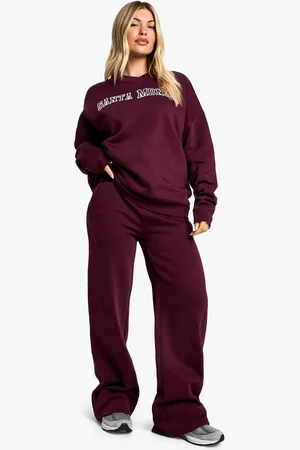 Boohoo Womens Burgundy Straight Leg Joggers - - L