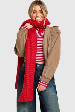Boohoo Womens Chunky Ribbed Knit Long Scarf - - One Size