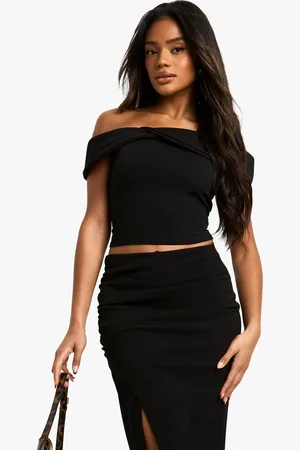 Boohoo Womens Crepe Bardot Bow Detail Top - - 8
