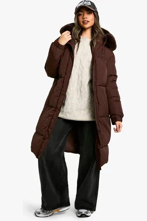 Boohoo Womens Longline Faux Fur Hood Padded Parka - - 8