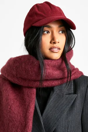 Boohoo Womens Burgundy Corduroy Baseball Cap - - One Size