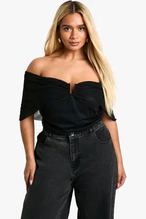 Boohoo Womens Plus Trim Detail Bardot Stretch Bodysuit - - 28