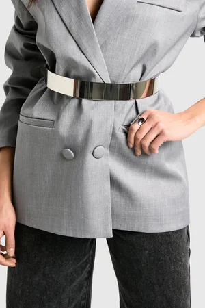 Boohoo Womens Silver Metal Chunky Waist Belt - - One Size