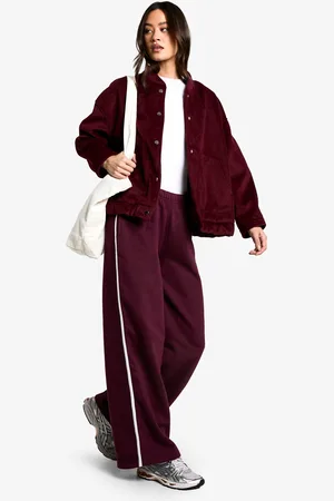Boohoo Womens Tall Side Stripe Wide Leg Joggers - - S