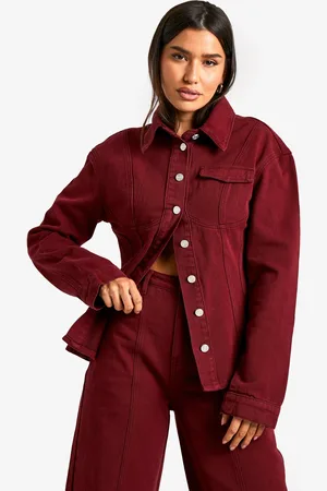 Boohoo Womens Tall Cherry Wash Fitted Waist Denim Shirt - - 6