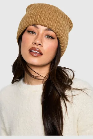 Boohoo Womens Tonal Fluffy Knitted Beanie - - One Size