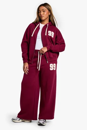 Boohoo Womens Plus Contrast Drawcord Applique Straight Leg Joggers - - 16