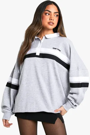 Boohoo Womens New York Double Stripe Collared Rugby Shirt - - S