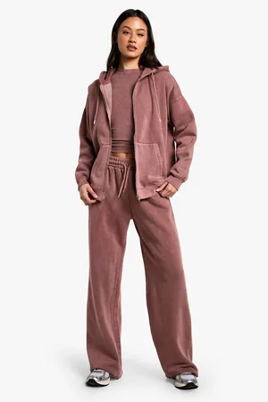 Boohoo Womens Tall Acid Wash Zip Through 3 Piece Tracksuit - - S