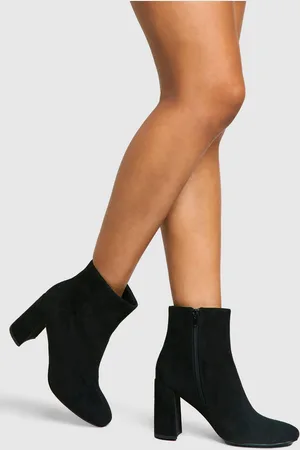 Boohoo Womens Faux Suede Block Heeled Ankle Boot - - 6