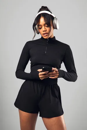 Boohoo Womens Dsgn Studio Curved Hem Half Zip Running Top - - S