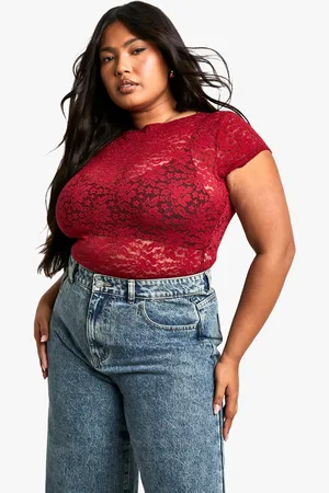 Boohoo Womens Plus Cap Sleeve Lace Top - - 16