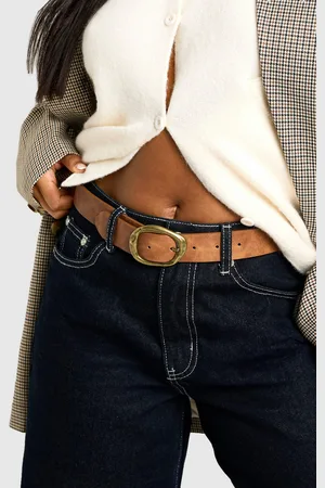 Boohoo Womens Abstract Brushed Buckle Belt - - S/M