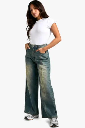 Boohoo Womens Petite Seam Detail Straight Leg Jeans - - 6