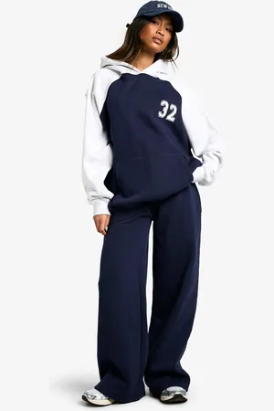 Boohoo Womens Contrast Waistband Wide Leg Joggers - - L