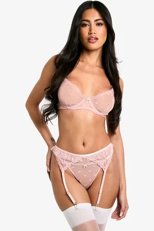 Boohoo Womens Valentines Spot Mesh Bow Trim Underwire Bra - - 38C