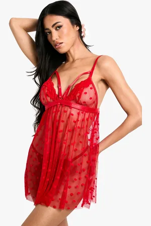 Boohoo Womens Strap Bust Detail Swiss Dot Mesh Babydoll - - 6
