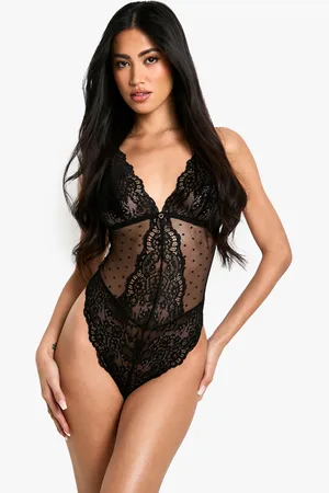 Boohoo Womens Heart Trim Lace Bodysuit - - 6