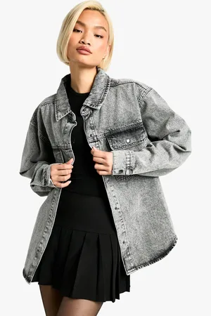 Boohoo Womens Oversized Acid Wash Denim Shirt - - 6