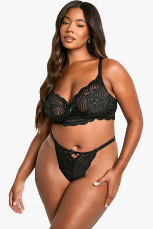 Boohoo Womens Plus Lace Bralet & High Waist Thong Set - - 16