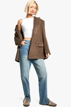 Boohoo Womens Basics Split Hem Straight Leg Jeans - - 6/30L