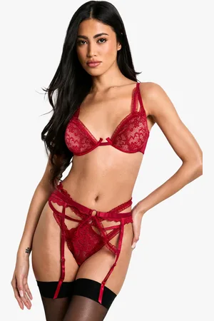 Boohoo Womens Ruffle Trim Underwire Plunge Bra - - 30B