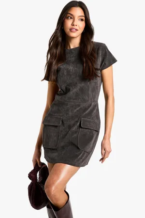 Boohoo Womens Suede Cap Sleeve Mini Dress - - 8