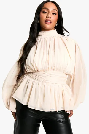 Boohoo Womens Plus High Neck Chiffon Blouse - - 16