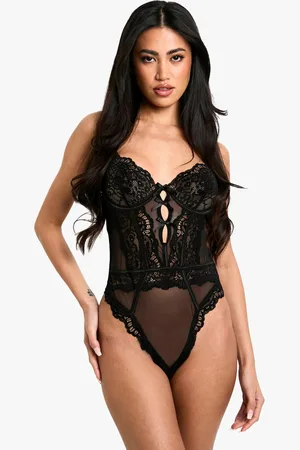 Boohoo Womens Cut Out Detail Double Bow Back Bodysuit - - 6