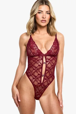 Boohoo Womens Cut Out Centre Front Diamante Trim Bodysuit - - 10