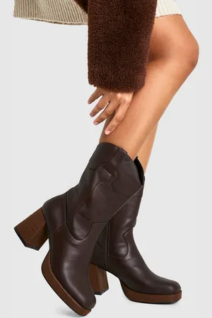 Boohoo Womens Platform Wooden Heel Detail Ankle Boot - - 3