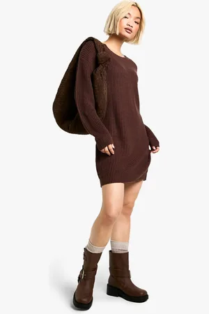 Boohoo Womens Basic Crew Neck Jumper Dress - - 8