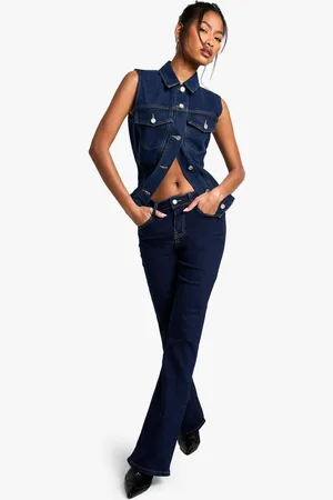 Boohoo Womens Indigo Stretch Straight Leg Denim Jean - - 10